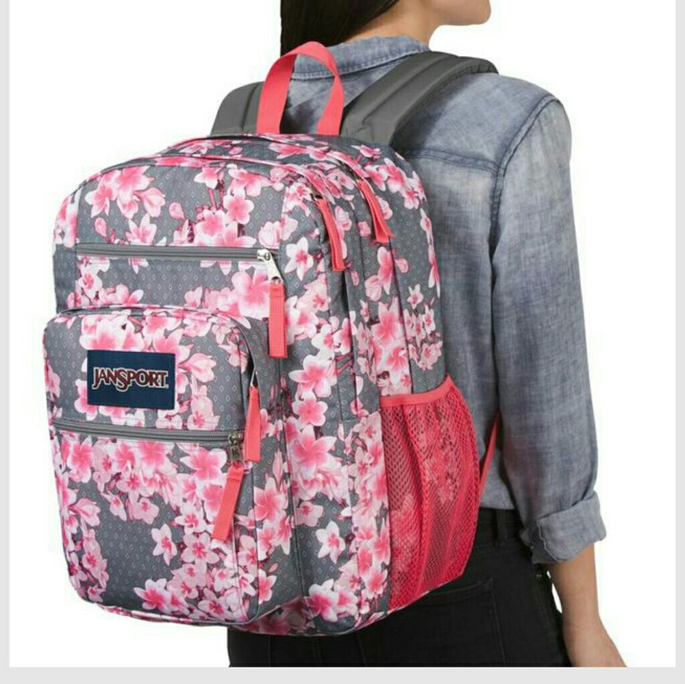 🌸Jansport Pink Floral Big Student BACKPACK + gift